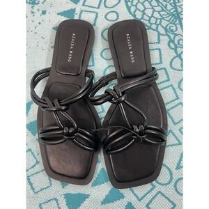 Azalea Wang‎ Women's Black Knotted Strap Slide Sandals 10 slip on  Square Toe